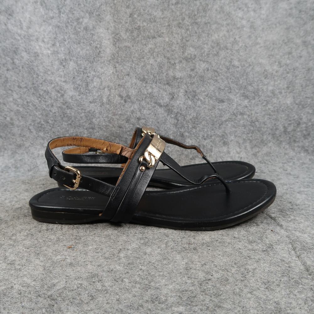 Coach Shoes Womens 7 Sandals Matte Leather Slingback Logo Fashion Caterine Black